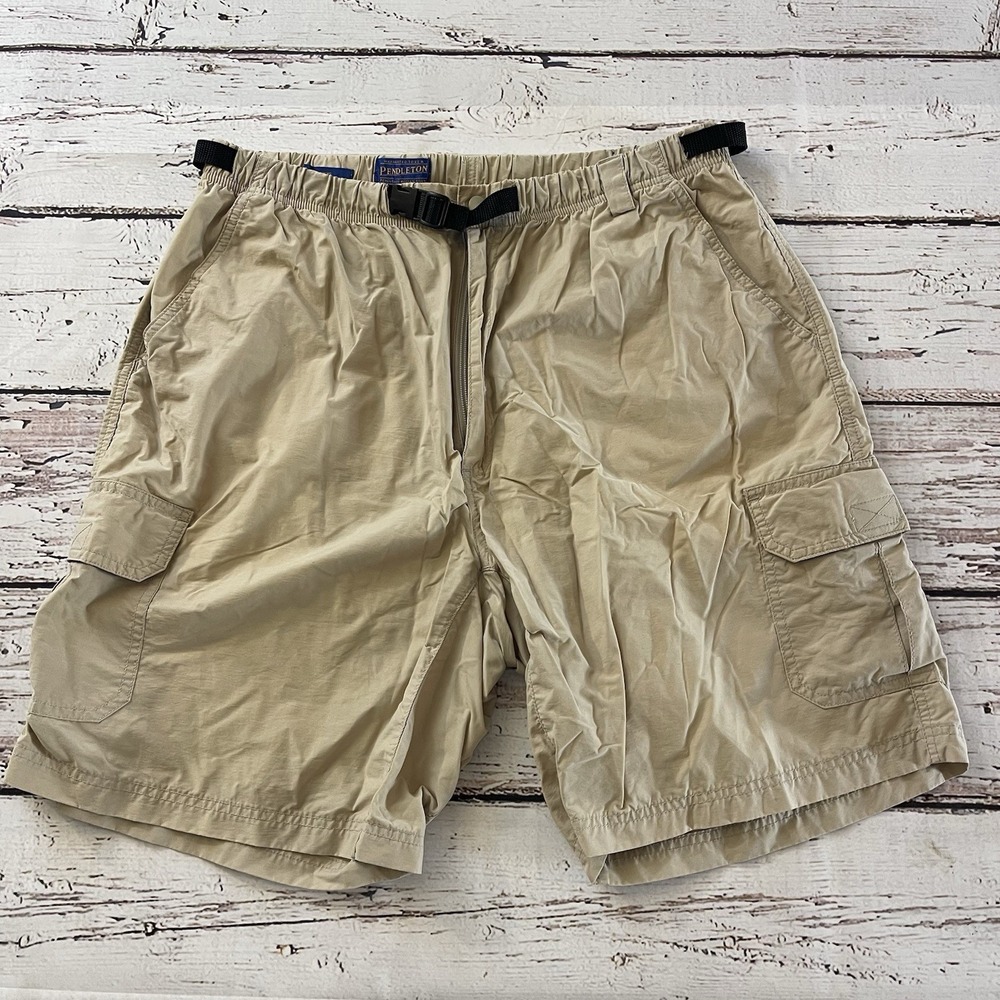 PENDLETON Hiking Cargo Shorts Mens Size‎ XL Cotton Nylon Belted Camping Beige